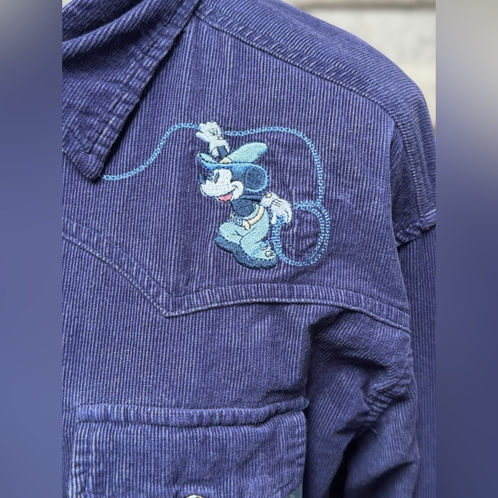Vintage 90s Mickey Mouse Unlimited Corduroy Embroidered Western Shirt Cowgirl - Picture 4 of 15